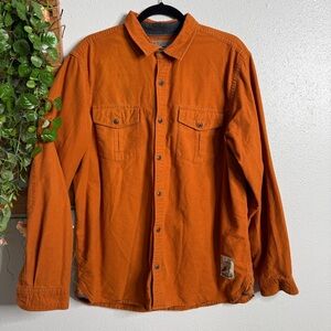 REI Mens Orange Button Front Long Sleeve